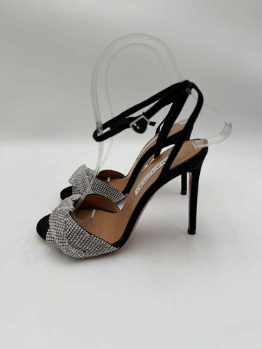 Women’s Aquazzura Crystal Twist Sandals Black/Silver Size 35.5