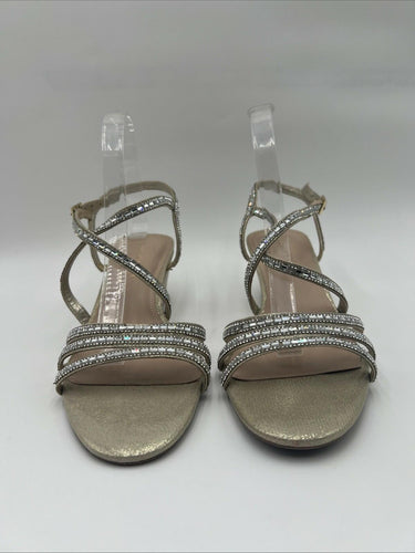 Kelly & Katie TAHADA Gold Synthetic Open Toe Strappy Rhinestone Sandals, Size 10 Kelly & Katie