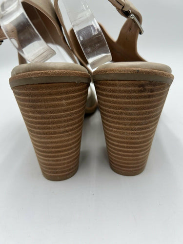 Sofft Block Heel Slingback Sandals Beige Gold Size 11