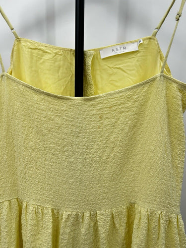 ASTR sunny yellow crinkle gauze Womans Dress Size L
