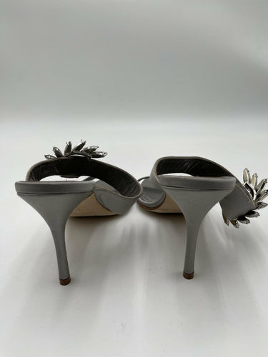 Manolo Blahnik Chivela crystal-embellished satin 90mm sandals Size 38 Manolo Blahnik