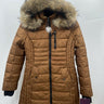 HFX Outdoors Puffer Jacket Womens Copper Brown Faux Fur Hood NWT Size S Hood