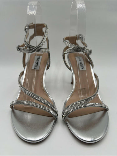 Women's Steve Madden Graycen Silver Rhinestone Heels Sandal Size 7M Steve Madden