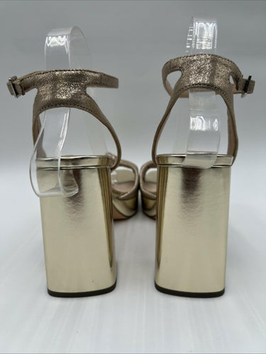 Women’s Nina Seline Platform Block Heel Sandals Taupe Reflect Size 9M Nina