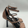Women's Versace satin heeled sandals Pink high sculpted heel Size 37 Versace