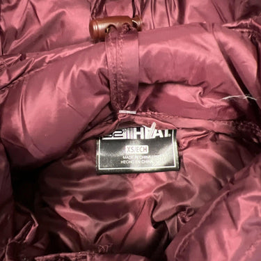 32 Degrees Heat Jacket Womens Burgundy Chevron Hooded Packable Puffer Jacket XS