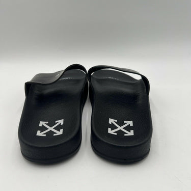 Off-White c/o Virgil Abloh Stamp Logo Pool Slides Black / White Size 39