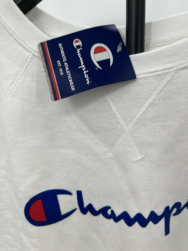 Champion Sweatshirt Mens White Script Logo Crewneck Lightweight NWT New XL Champion