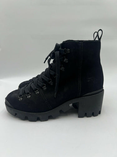 SCHUTZ Xayane Womens Black Suede Boots Lace Up Lug Sole Chunky Combat Size 9B