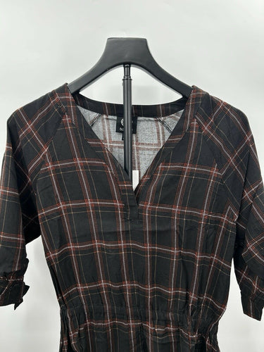 Bobeau Woman’s black check dress Peplum Styling Size S