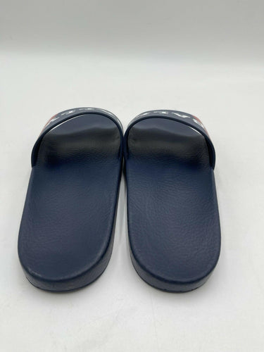 Men’s Bally Simon navy blue rubber logo sandals slides Size 42