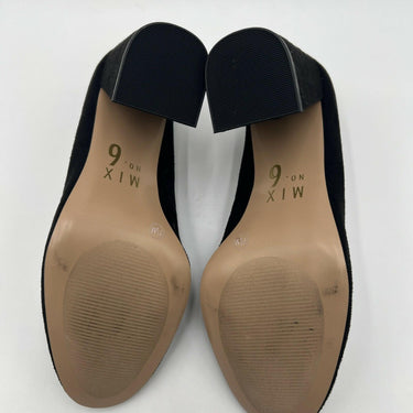 Mix No. 6 OMMI Black Textile Round Toe Block Heel Slip On Pumps, Size 7.5M Mix No. 6