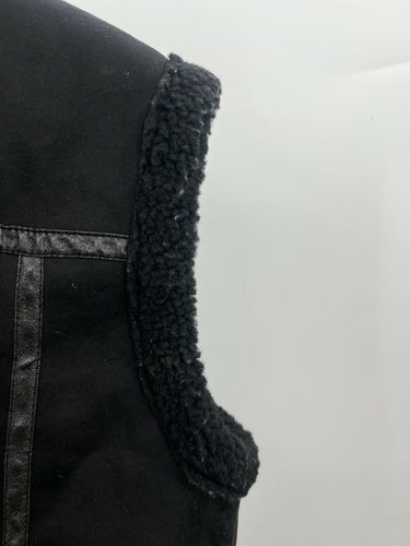 Mark Edward Studio Black Faux Suede Moto Vest Size S