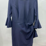 Alex Evenings Navy Bell Sleeve Draped Dress Beaded Formal Mother Bride 14 Alex Evenings