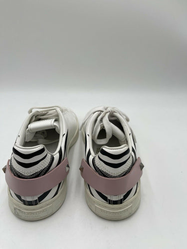 Valentino Garavani Backnet zebra-print sneakers featuring a pink heel Size 37.5 Valentino