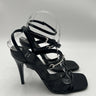 Women’s GUCCI Horsebit 105mm Strappy Black Patent Leather Sandals Size 38.5 Gucci