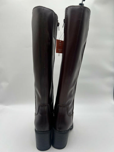 Zodiac Indy Coffee Wide Calf Knee High Boots Block Heel Womens Size 8 M