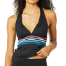 La Blanca Women's V-Neck Halter Tankini Swimsuit Top Swimwear Black Size 8 La Blanca