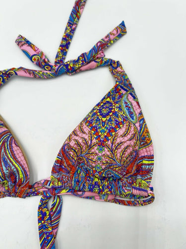 Luli Fama Pinkin' About You triangle halter Woman’s bikini top multicolor Size M Luli Fama