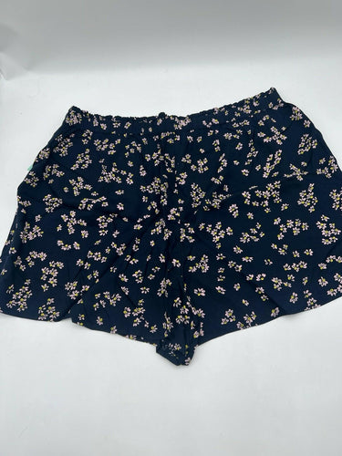 Abound Shorts Pull-On Floral Daisy Navy Pink Moxie Ruffle Waist NWT - L Abound