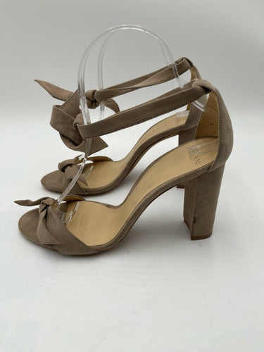 Alexandre Birman Clarita suede ankle-tie block heel sandals in beige Size 39