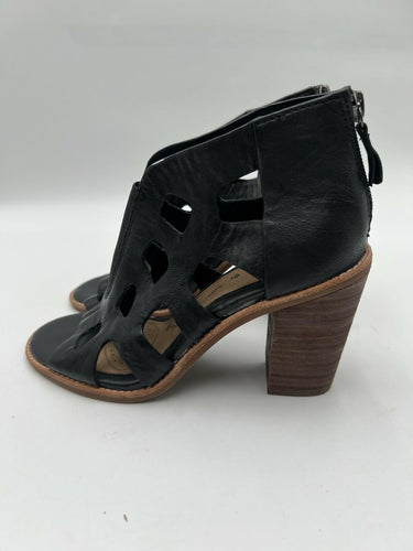 Sofft Black Laser Cut Block Heel Sandals Size 7