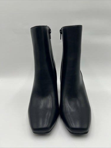 Kelly & Katie FENI Black Synthetic Square Toe Side Zip Ankle Boots, Size 8W Kelly & Katie