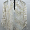 Michael Kors Blouse White Gold Metallic Stripe Tie Sleeve Tunic Top S Michael Kors