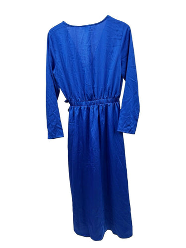 NSR Woman’s Royal Blue Maxi Dress Faux Wrap Waist Tie Size L Wrap