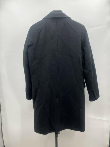 Cole Haan Coat Mens Black Wool Blend Overcoat Knit Bib Zip Mock Neck Topcoat S Cole Haan