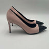 Women’s YSL Saint Laurent Bi-color Seta Rose Pale Black Cap Toe Pumps Size 39 Yves Saint Laurent