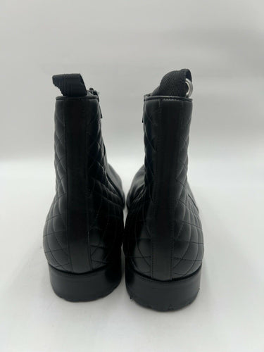 Mezlan 1968 Black Leather Quilted Chelsea Ankle Boots Side Zip Size 12