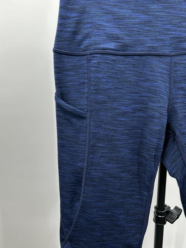 Ododos Woman’s Crop Leggings in a night blue space dye pattern Pockets Size L INA