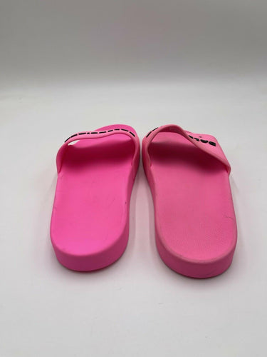 Balenciaga Women's Logo Pool Slides in Fluo Pink Size 10 US