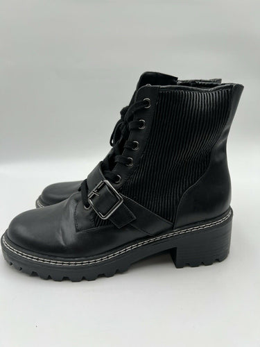 BCBG Generation Black Leather Combat Moto Boots Size 9