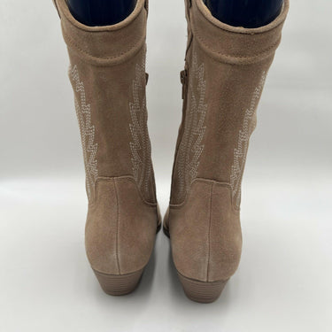 Women’s Crown Vintage Stava Cowboy Boot Beige Suede Leather Size 8.5M Crown Vintage