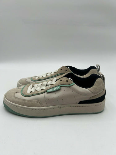 Kenzo Beige Suede Green Trim Low Top Sneakers Size US 6