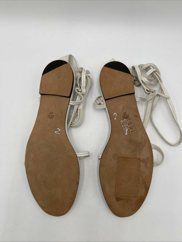 3.1 Phillip Lim White Leather Open Toe Ankle Wrap Gladiator Sandals, Size 37