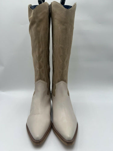 Coconuts Alpine Beige Two Tone Cowboy Boots Size 7.5