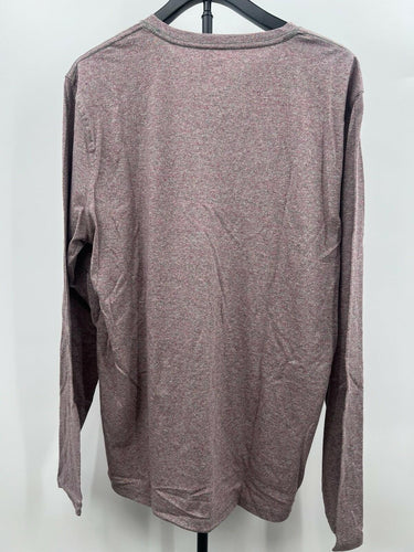 Abound Men's Henley Shirt Long Sleeve Heather Maroon Mauve XXL