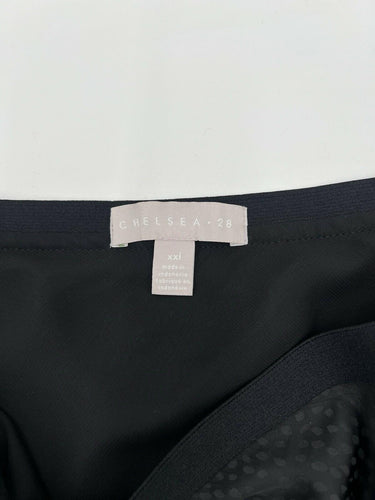 Chelsea 28 Black Dot Print Satin Midi Skirt Elastic Waist XXL Chelsea28