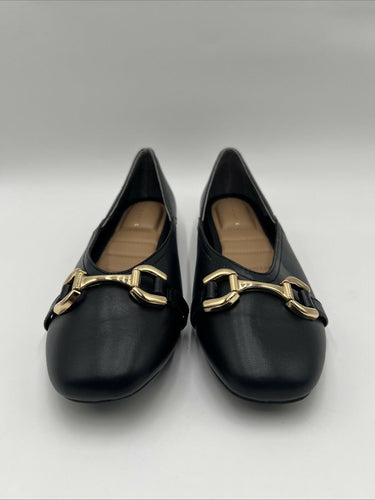 NWOB Kelly & Katie SIENA Black Faux Leather Round Toe Bit Flats Women’s 9.5 M Kelly & Katie
