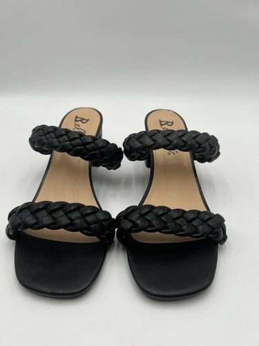 Bellini Fuss Black Braided Double Band Block Heel Mules Size 8.5