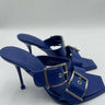 Alexander McQueen 100mm Buckled Leather Sandals electric blue leather Size 38.5 Alexander McQueen