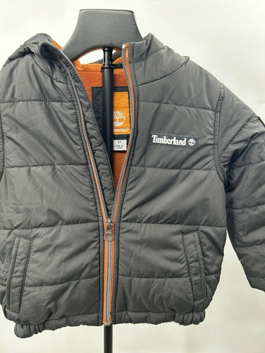 Timberland toddler black hooded puffer jacket Orange Lining 2T Timberland