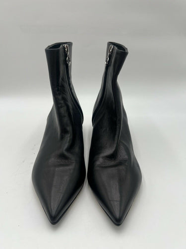 Aeyde Black Leather Pointed Toe Kitten Heel Ankle Boots Zip Size 8