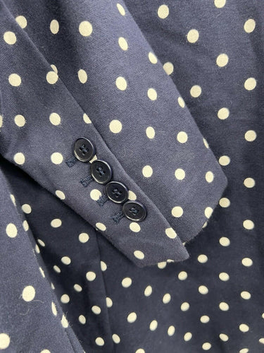 Talbots Blazer Womens Navy Polka Dot Knit Jacket Pockets Button Up Work M Talbots