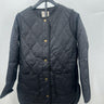 St John's Bay Jacket Womens Black Quilted Barn Collarless Snap Pockets S St. John's Bay