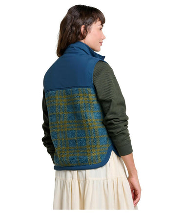 Toad&Co Women's Sespe Sherpa Vest, Ink Plaid, Small
