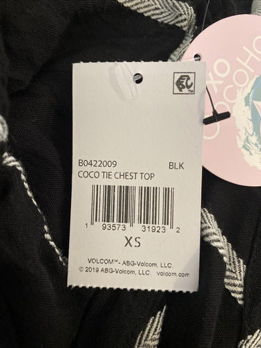NWT Volcom Coco Tie Chest Top Black/White Size XS